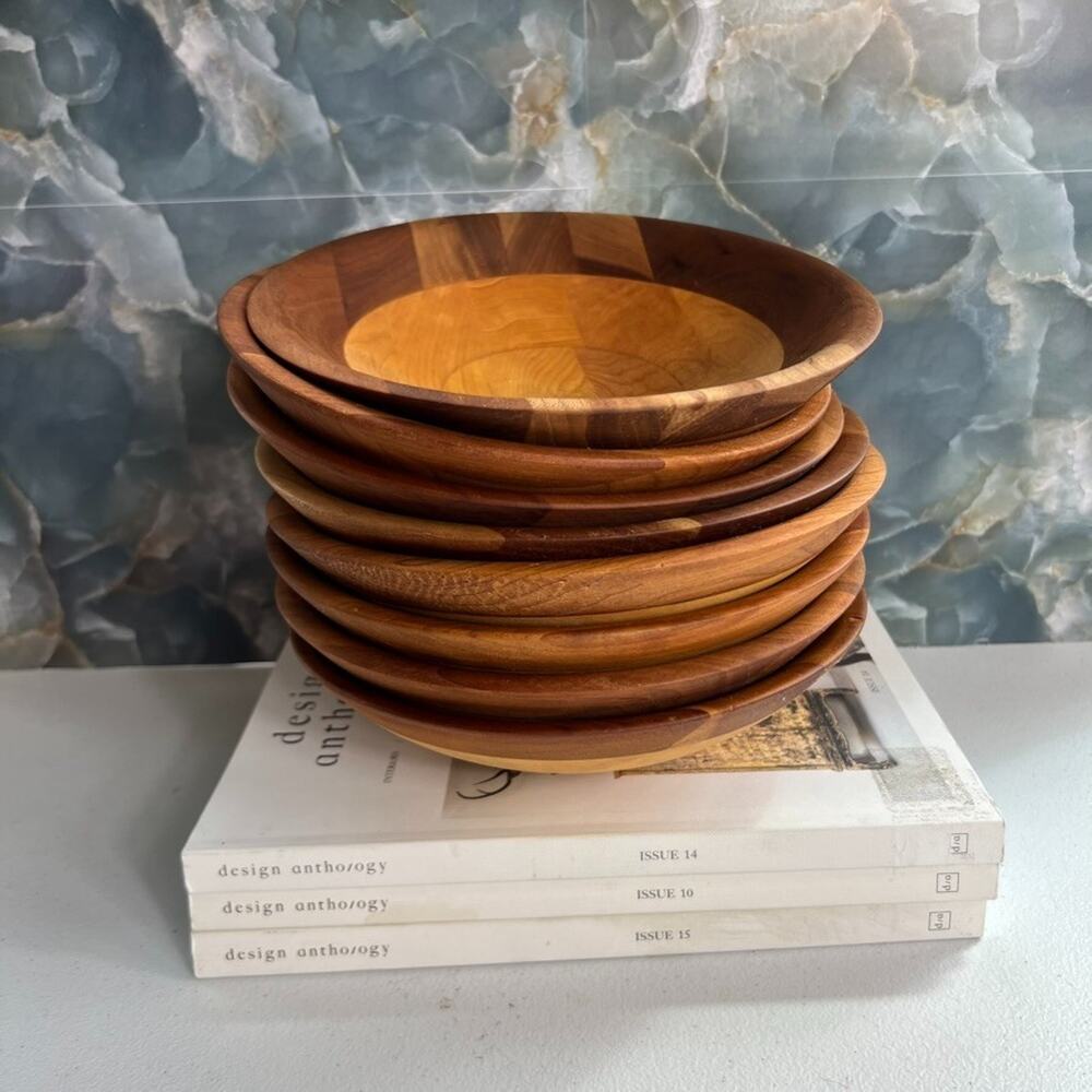 Handmade Wooden Decorative Salad Bowl Set of 8